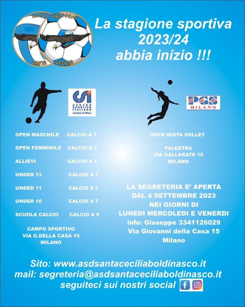 Nuova stagione sportiva 2023/24